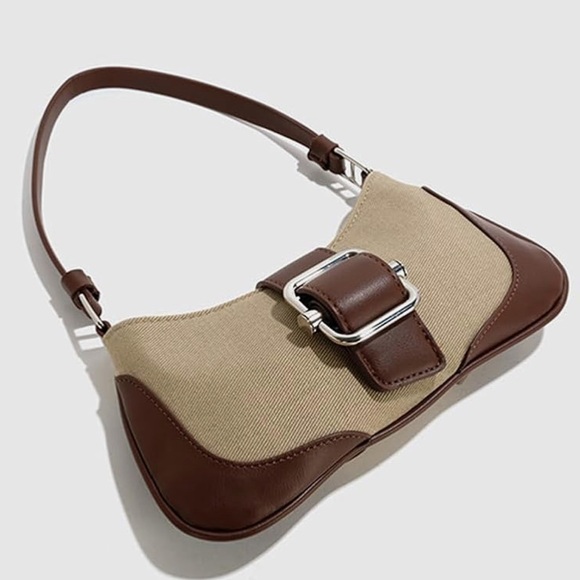 Denim Hobo Canvas Brown and Tan Women's Shoulder / Crossbody Bag New - Picture 2 of 7